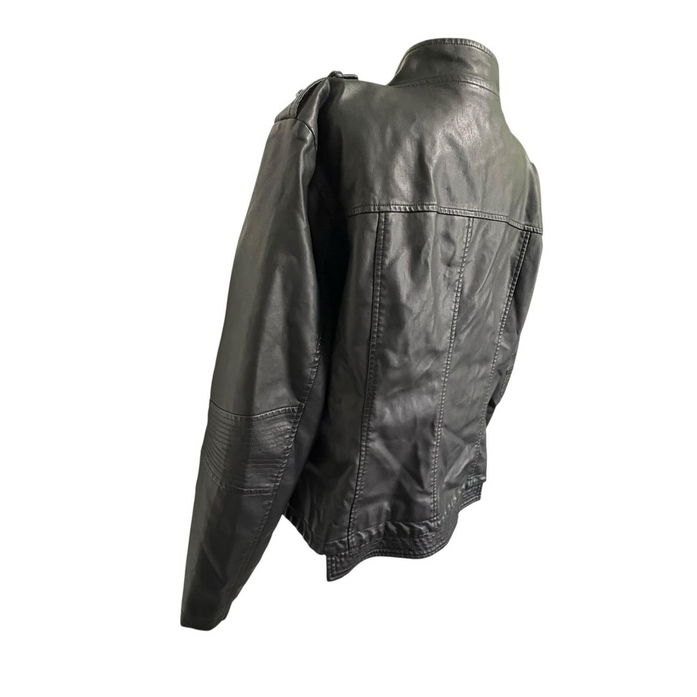 Chouyatou 2XL Black Moto Jacket Faux Leather Zip Biker Lightweight - Picture 4 of 9